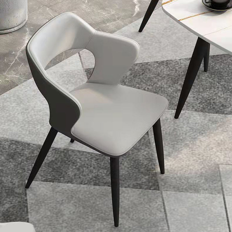 Faux Leather Modern Indoor Side Chair Matte Finish Open Back Dining Chair