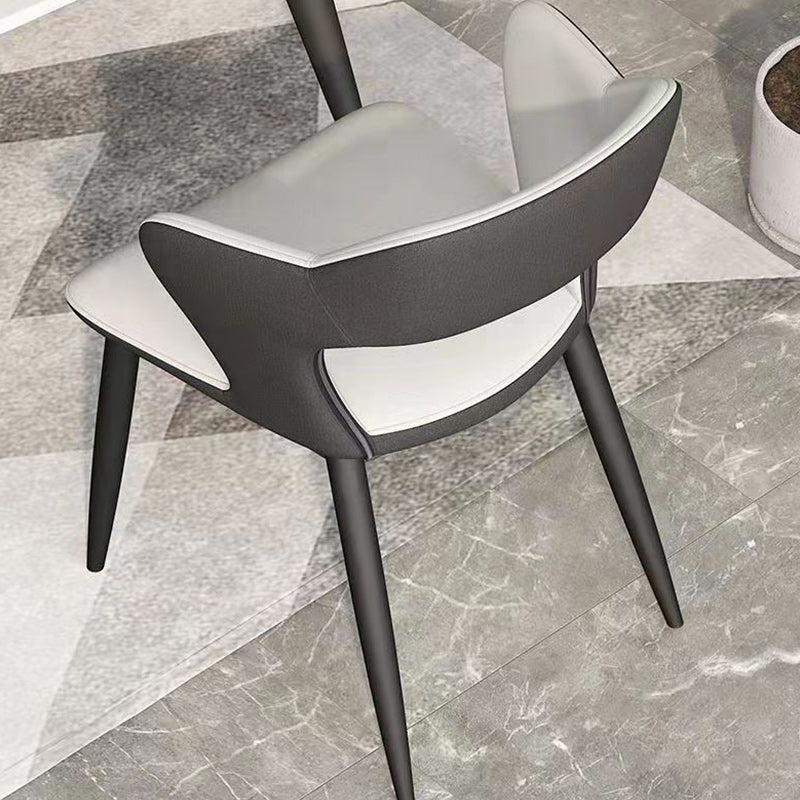 Faux Leather Modern Indoor Side Chair Matte Finish Open Back Dining Chair