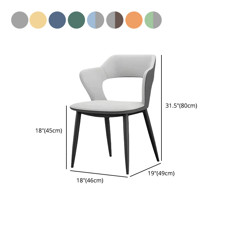 Faux Leather Modern Indoor Side Chair Matte Finish Open Back Dining Chair