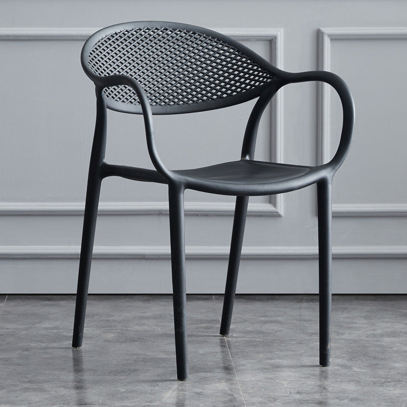 Scandinavian Plastic Arm Chair Open Back Kitchen Dining Room Chair Black 1 Piece Clearhalo 'Dining Chairs' 'Dining Tables & Seating' 'dining_chair' 'furn' 'furn_dining_chair' 'Furniture' 'Kitchen & Dining Furniture' 5098188