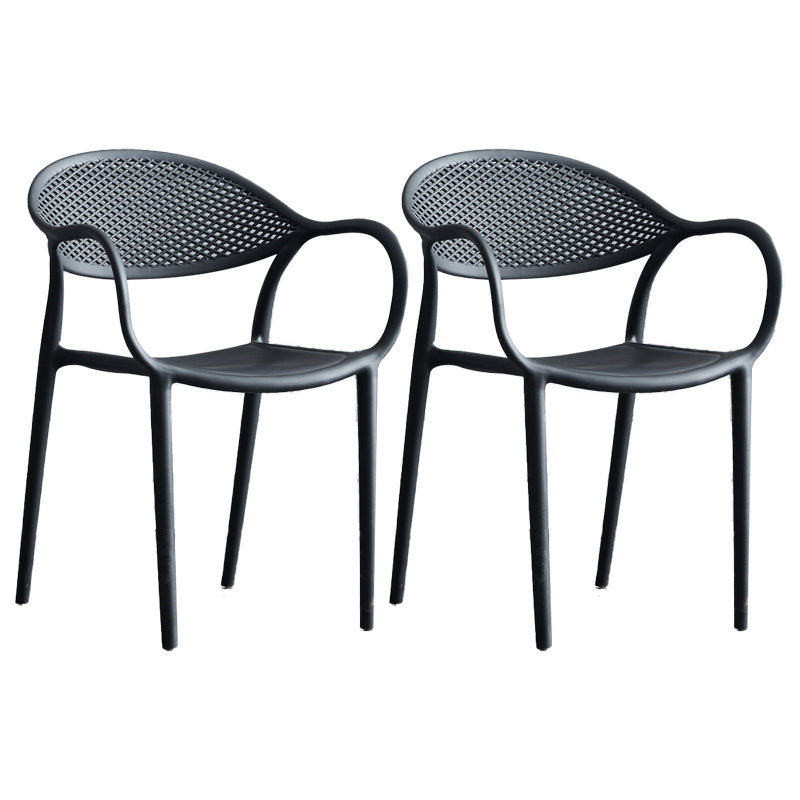 Scandinavian Plastic Arm Chair Open Back Kitchen Dining Room Chair Black 2 Piece Set Clearhalo 'Dining Chairs' 'Dining Tables & Seating' 'dining_chair' 'furn' 'furn_dining_chair' 'Furniture' 'Kitchen & Dining Furniture' 5098190