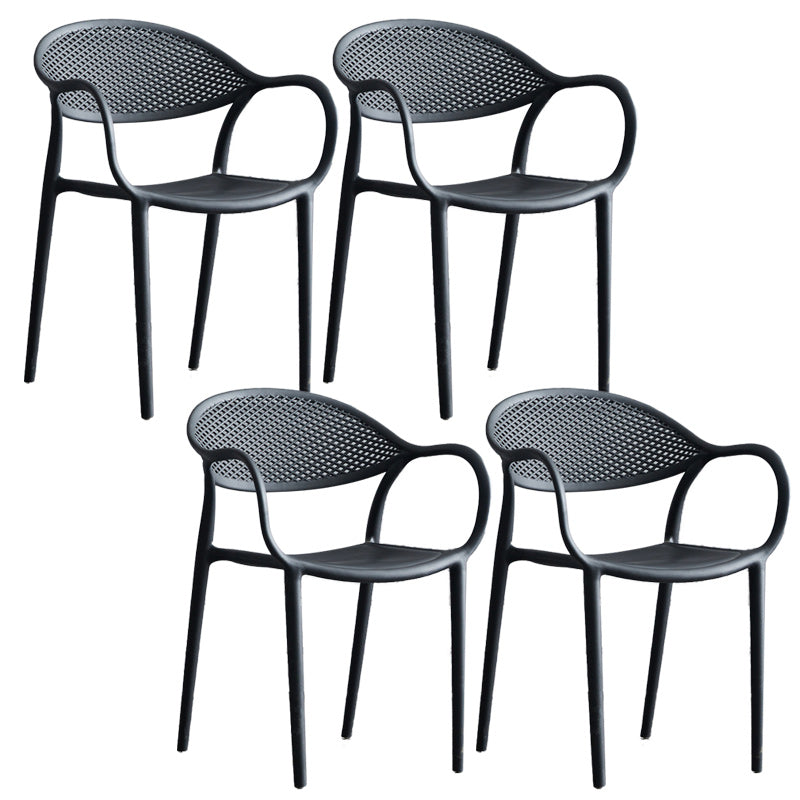 Scandinavian Plastic Arm Chair Open Back Kitchen Dining Room Chair Black 4 Piece Set Clearhalo 'Dining Chairs' 'Dining Tables & Seating' 'dining_chair' 'furn' 'furn_dining_chair' 'Furniture' 'Kitchen & Dining Furniture' 5098191