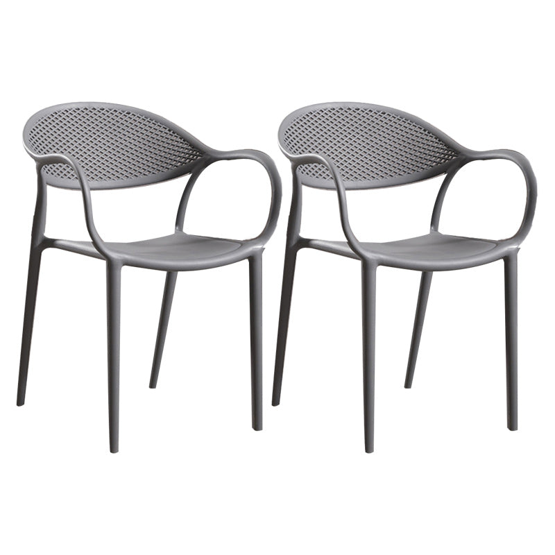 Scandinavian Plastic Arm Chair Open Back Kitchen Dining Room Chair Grey 2 Piece Set Clearhalo 'Dining Chairs' 'Dining Tables & Seating' 'dining_chair' 'furn' 'furn_dining_chair' 'Furniture' 'Kitchen & Dining Furniture' 5098193