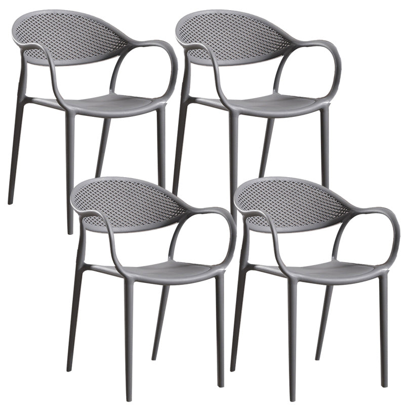 Scandinavian Plastic Arm Chair Open Back Kitchen Dining Room Chair Grey 4 Piece Set Clearhalo 'Dining Chairs' 'Dining Tables & Seating' 'dining_chair' 'furn' 'furn_dining_chair' 'Furniture' 'Kitchen & Dining Furniture' 5098195