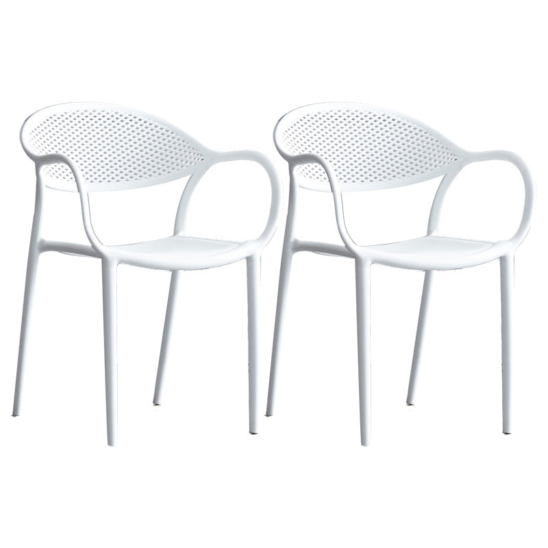 Scandinavian Plastic Arm Chair Open Back Kitchen Dining Room Chair White 2 Piece Set Clearhalo 'Dining Chairs' 'Dining Tables & Seating' 'dining_chair' 'furn' 'furn_dining_chair' 'Furniture' 'Kitchen & Dining Furniture' 5098200