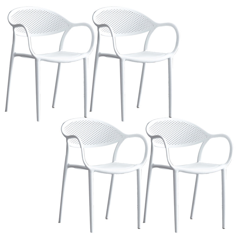 Scandinavian Plastic Arm Chair Open Back Kitchen Dining Room Chair White 4 Piece Set Clearhalo 'Dining Chairs' 'Dining Tables & Seating' 'dining_chair' 'furn' 'furn_dining_chair' 'Furniture' 'Kitchen & Dining Furniture' 5098201