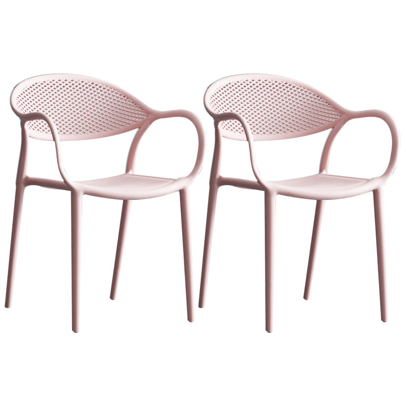 Scandinavian Plastic Arm Chair Open Back Kitchen Dining Room Chair Pink 2 Piece Set Clearhalo 'Dining Chairs' 'Dining Tables & Seating' 'dining_chair' 'furn' 'furn_dining_chair' 'Furniture' 'Kitchen & Dining Furniture' 5098205