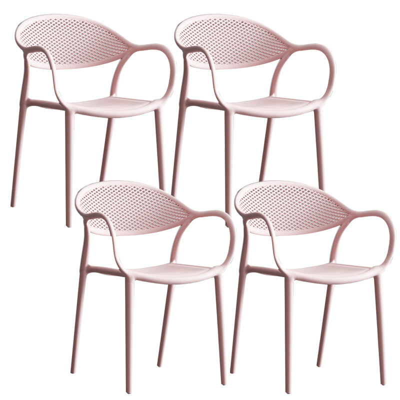 Scandinavian Plastic Arm Chair Open Back Kitchen Dining Room Chair Pink 4 Piece Set Clearhalo 'Dining Chairs' 'Dining Tables & Seating' 'dining_chair' 'furn' 'furn_dining_chair' 'Furniture' 'Kitchen & Dining Furniture' 5098208