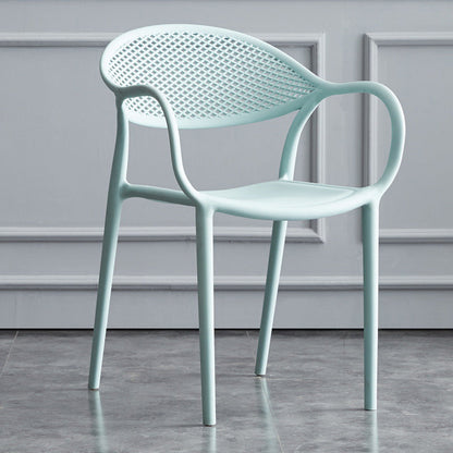 Scandinavian Plastic Arm Chair Open Back Kitchen Dining Room Chair Blue 1 Piece Clearhalo 'Dining Chairs' 'Dining Tables & Seating' 'dining_chair' 'furn' 'furn_dining_chair' 'Furniture' 'Kitchen & Dining Furniture' 5098209
