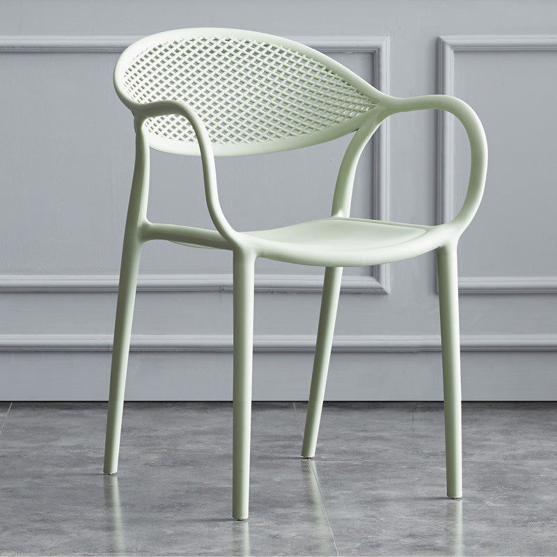 Scandinavian Plastic Arm Chair Open Back Kitchen Dining Room Chair Green 1 Piece Clearhalo 'Dining Chairs' 'Dining Tables & Seating' 'dining_chair' 'furn' 'furn_dining_chair' 'Furniture' 'Kitchen & Dining Furniture' 5098212