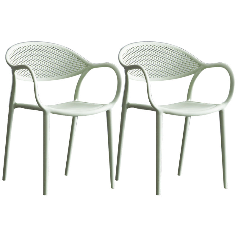 Scandinavian Plastic Arm Chair Open Back Kitchen Dining Room Chair Green 2 Piece Set Clearhalo 'Dining Chairs' 'Dining Tables & Seating' 'dining_chair' 'furn' 'furn_dining_chair' 'Furniture' 'Kitchen & Dining Furniture' 5098213