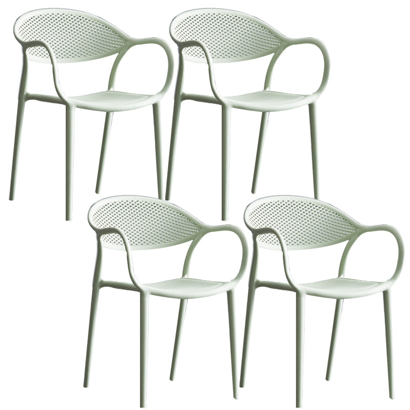 Scandinavian Plastic Arm Chair Open Back Kitchen Dining Room Chair Green 4 Piece Set Clearhalo 'Dining Chairs' 'Dining Tables & Seating' 'dining_chair' 'furn' 'furn_dining_chair' 'Furniture' 'Kitchen & Dining Furniture' 5098214