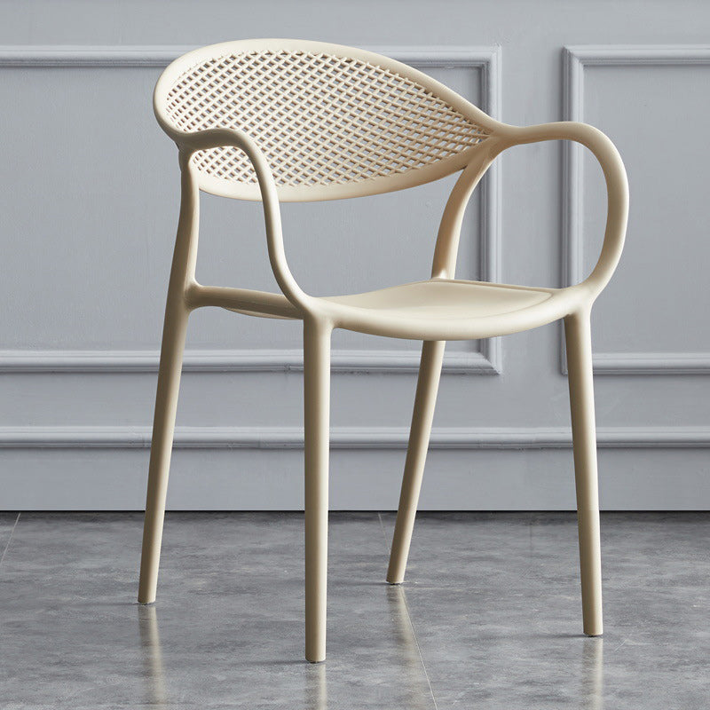 Scandinavian Plastic Arm Chair Open Back Kitchen Dining Room Chair Camel 1 Piece Clearhalo 'Dining Chairs' 'Dining Tables & Seating' 'dining_chair' 'furn' 'furn_dining_chair' 'Furniture' 'Kitchen & Dining Furniture' 5098215