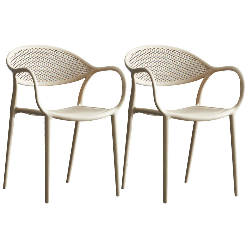 Scandinavian Plastic Arm Chair Open Back Kitchen Dining Room Chair Camel 2 Piece Set Clearhalo 'Dining Chairs' 'Dining Tables & Seating' 'dining_chair' 'furn' 'furn_dining_chair' 'Furniture' 'Kitchen & Dining Furniture' 5098216