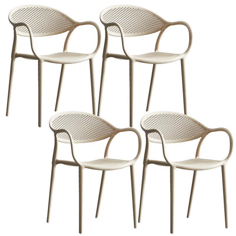 Scandinavian Plastic Arm Chair Open Back Kitchen Dining Room Chair Camel 4 Piece Set Clearhalo 'Dining Chairs' 'Dining Tables & Seating' 'dining_chair' 'furn' 'furn_dining_chair' 'Furniture' 'Kitchen & Dining Furniture' 5098217
