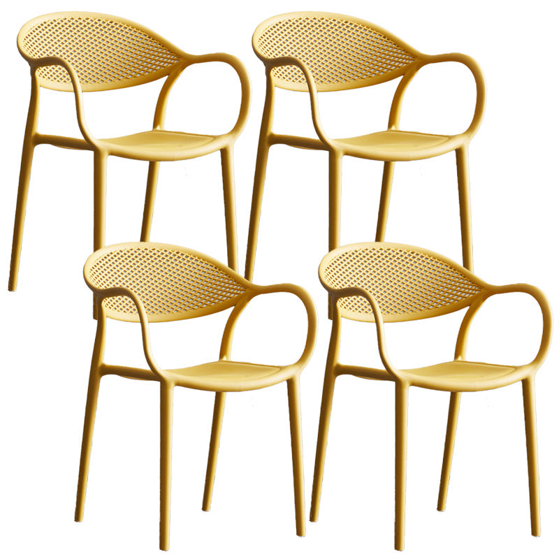 Scandinavian Plastic Arm Chair Open Back Kitchen Dining Room Chair Ginger 4 Piece Set Clearhalo 'Dining Chairs' 'Dining Tables & Seating' 'dining_chair' 'furn' 'furn_dining_chair' 'Furniture' 'Kitchen & Dining Furniture' 5098220