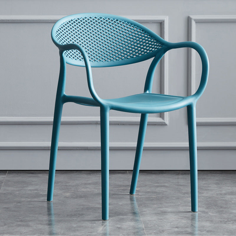 Scandinavian Plastic Arm Chair Open Back Kitchen Dining Room Chair Peacock Blue 1 Piece Clearhalo 'Dining Chairs' 'Dining Tables & Seating' 'dining_chair' 'furn' 'furn_dining_chair' 'Furniture' 'Kitchen & Dining Furniture' 5098221
