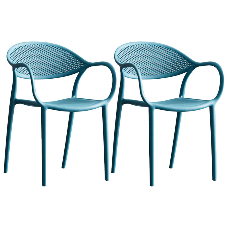 Scandinavian Plastic Arm Chair Open Back Kitchen Dining Room Chair Peacock Blue 2 Piece Set Clearhalo 'Dining Chairs' 'Dining Tables & Seating' 'dining_chair' 'furn' 'furn_dining_chair' 'Furniture' 'Kitchen & Dining Furniture' 5098222