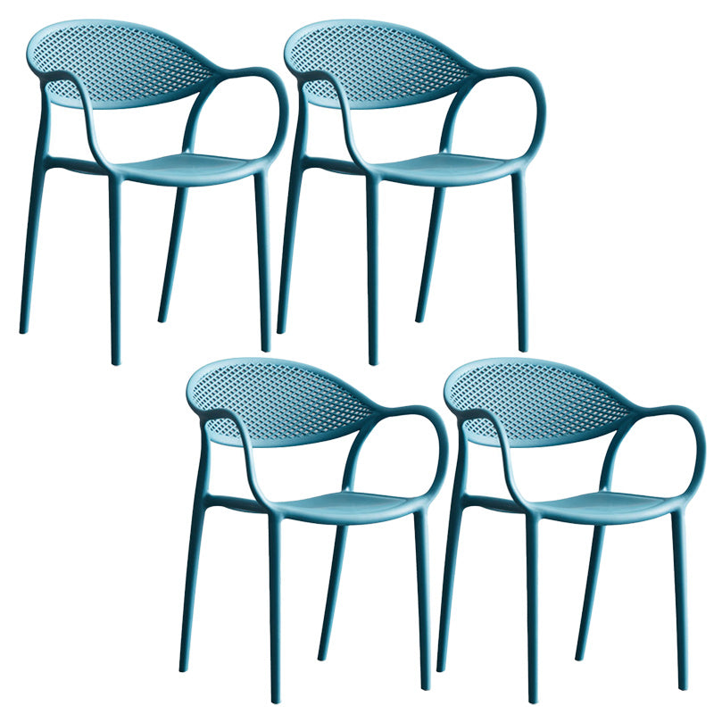 Scandinavian Plastic Arm Chair Open Back Kitchen Dining Room Chair Peacock Blue 4 Piece Set Clearhalo 'Dining Chairs' 'Dining Tables & Seating' 'dining_chair' 'furn' 'furn_dining_chair' 'Furniture' 'Kitchen & Dining Furniture' 5098223