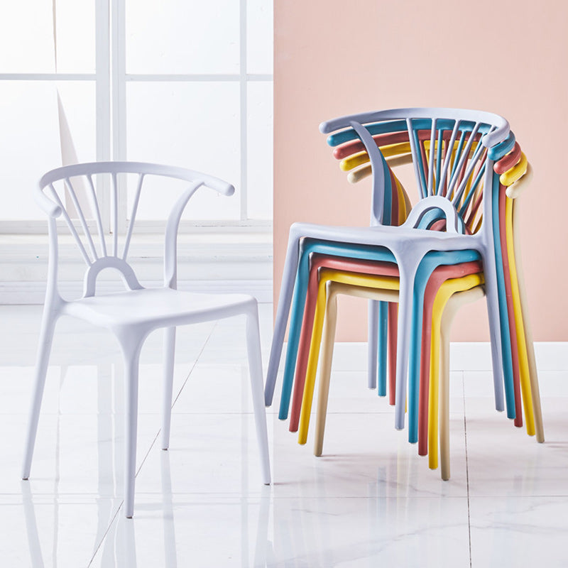 Sedia sala da pranzo in stile glam in plastica Windsor Back side sedia