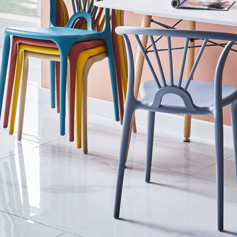 Sedia sala da pranzo in stile glam in plastica Windsor Back side sedia