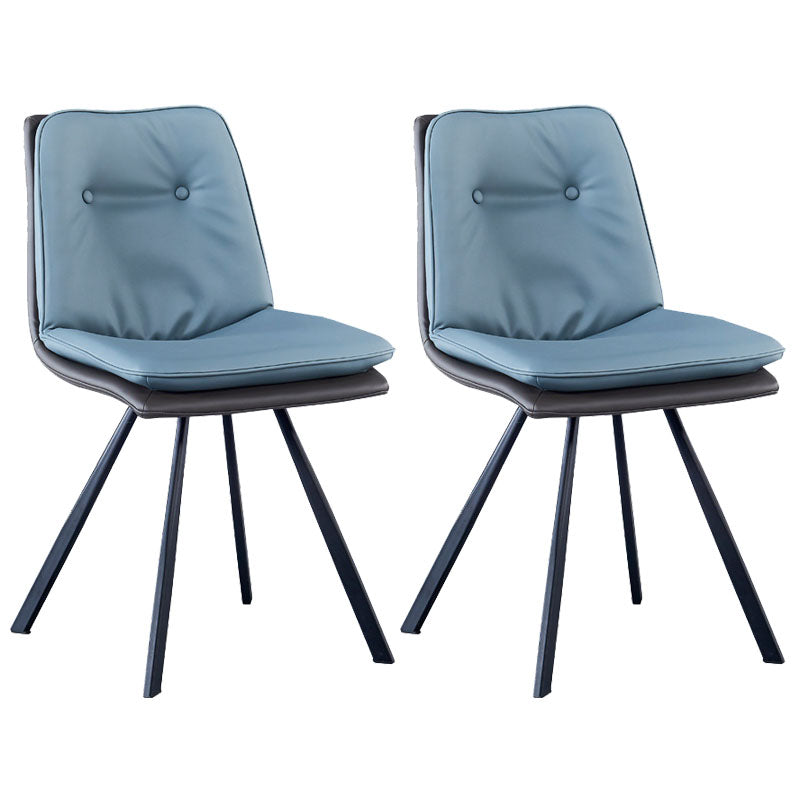 Metal Industrial Armless Chair Solid Back Dining Kitchen Room Chair Sky Blue 2 Piece Set Clearhalo 'Dining Chairs' 'Dining Tables & Seating' 'dining_chair' 'furn' 'furn_dining_chair' 'Furniture' 'Kitchen & Dining Furniture' 5098288