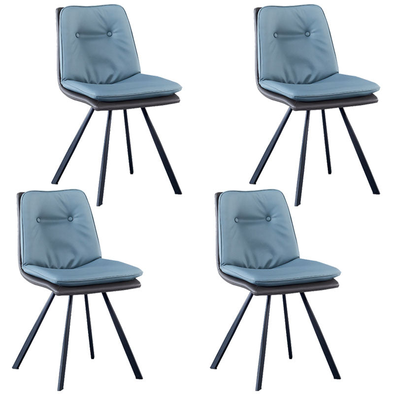 Metal Industrial Armless Chair Solid Back Dining Kitchen Room Chair Sky Blue 4 Piece Set Clearhalo 'Dining Chairs' 'Dining Tables & Seating' 'dining_chair' 'furn' 'furn_dining_chair' 'Furniture' 'Kitchen & Dining Furniture' 5098290