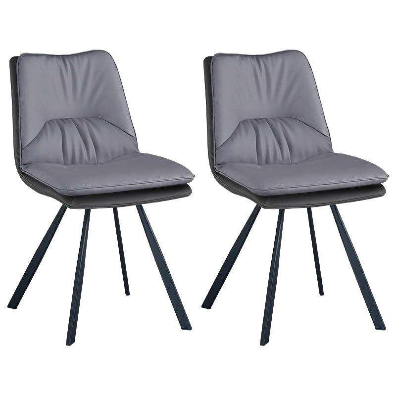 Metal Industrial Armless Chair Solid Back Dining Kitchen Room Chair Grey 2 Piece Set Clearhalo 'Dining Chairs' 'Dining Tables & Seating' 'dining_chair' 'furn' 'furn_dining_chair' 'Furniture' 'Kitchen & Dining Furniture' 5098294