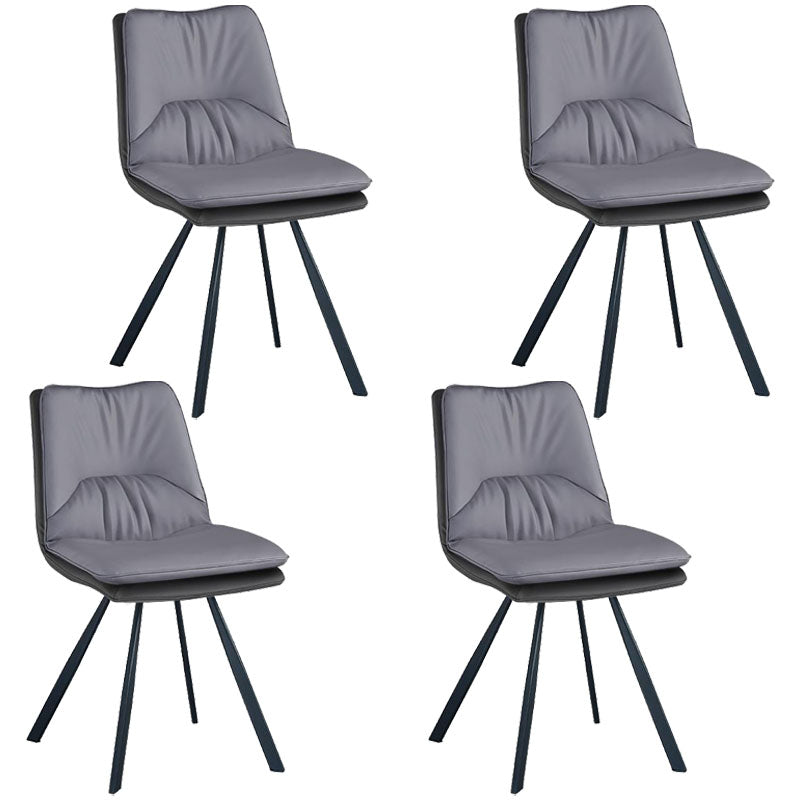 Metal Industrial Armless Chair Solid Back Dining Kitchen Room Chair Grey 4 Piece Set Clearhalo 'Dining Chairs' 'Dining Tables & Seating' 'dining_chair' 'furn' 'furn_dining_chair' 'Furniture' 'Kitchen & Dining Furniture' 5098295