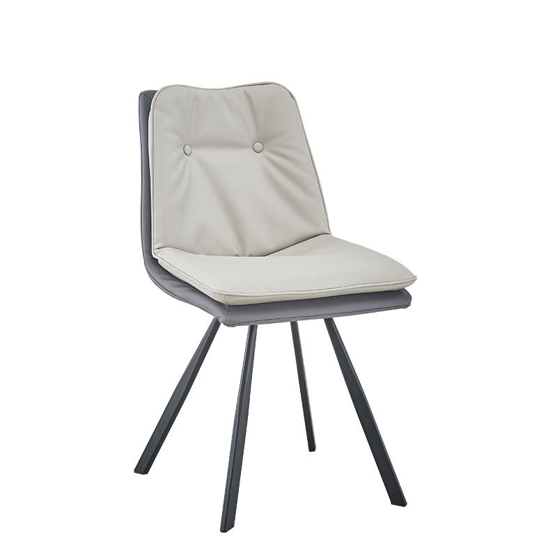 Metal Industrial Armless Chair Solid Back Dining Kitchen Room Chair Off-White 1 Piece Clearhalo 'Dining Chairs' 'Dining Tables & Seating' 'dining_chair' 'furn' 'furn_dining_chair' 'Furniture' 'Kitchen & Dining Furniture' 5098298