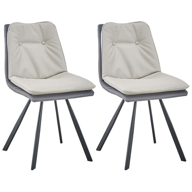 Metal Industrial Armless Chair Solid Back Dining Kitchen Room Chair Off-White 2 Piece Set Clearhalo 'Dining Chairs' 'Dining Tables & Seating' 'dining_chair' 'furn' 'furn_dining_chair' 'Furniture' 'Kitchen & Dining Furniture' 5098299