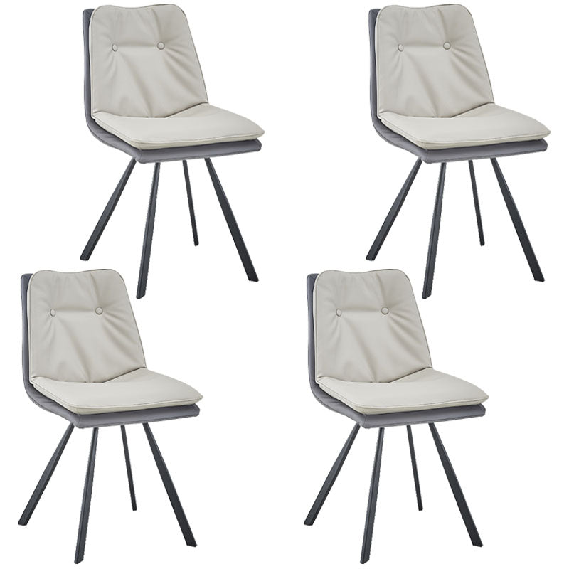 Metal Industrial Armless Chair Solid Back Dining Kitchen Room Chair Off-White 4 Piece Set Clearhalo 'Dining Chairs' 'Dining Tables & Seating' 'dining_chair' 'furn' 'furn_dining_chair' 'Furniture' 'Kitchen & Dining Furniture' 5098302