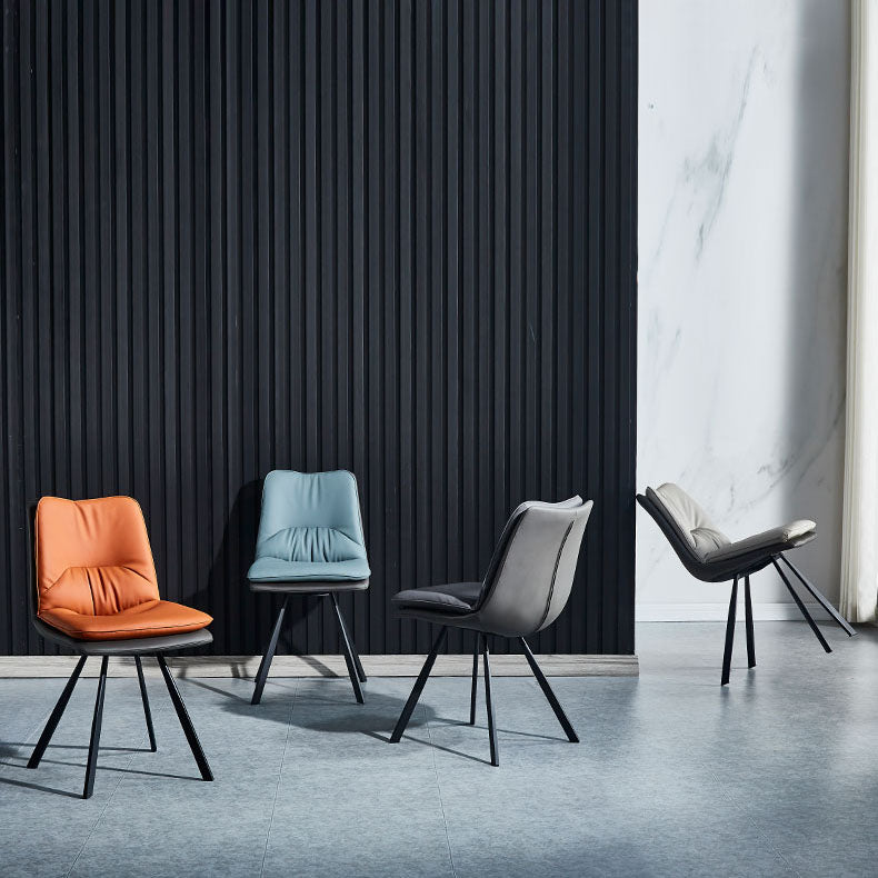 Metal Industrial Armless Chair Solid Back Dining Kitchen Room Chair Clearhalo 'Dining Chairs' 'Dining Tables & Seating' 'dining_chair' 'furn' 'furn_dining_chair' 'Furniture' 'Kitchen & Dining Furniture' 5098304