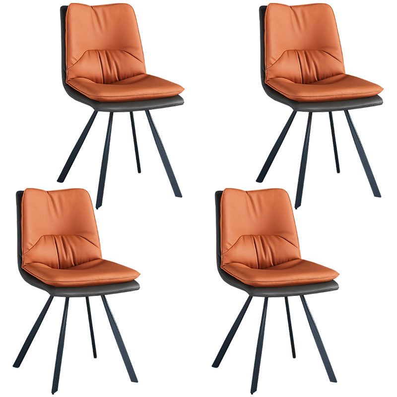 Metal Industrial Armless Chair Solid Back Dining Kitchen Room Chair Orange 4 Piece Set Clearhalo 'Dining Chairs' 'Dining Tables & Seating' 'dining_chair' 'furn' 'furn_dining_chair' 'Furniture' 'Kitchen & Dining Furniture' 5098307
