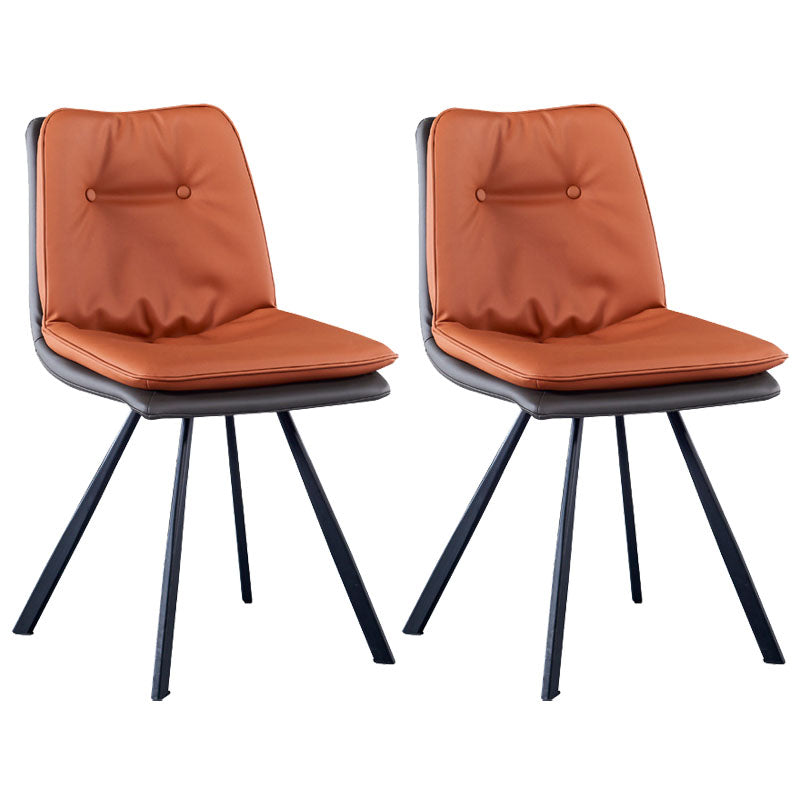 Metal Industrial Armless Chair Solid Back Dining Kitchen Room Chair Orange 2 Piece Set Clearhalo 'Dining Chairs' 'Dining Tables & Seating' 'dining_chair' 'furn' 'furn_dining_chair' 'Furniture' 'Kitchen & Dining Furniture' 5098312