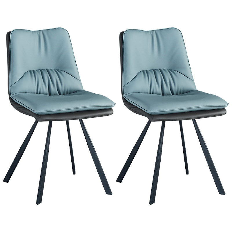 Metal Industrial Armless Chair Solid Back Dining Kitchen Room Chair Blue 2 Piece Set Clearhalo 'Dining Chairs' 'Dining Tables & Seating' 'dining_chair' 'furn' 'furn_dining_chair' 'Furniture' 'Kitchen & Dining Furniture' 5098316