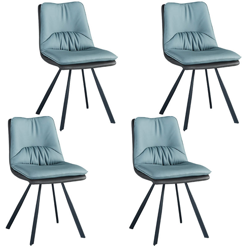 Metal Industrial Armless Chair Solid Back Dining Kitchen Room Chair Blue 4 Piece Set Clearhalo 'Dining Chairs' 'Dining Tables & Seating' 'dining_chair' 'furn' 'furn_dining_chair' 'Furniture' 'Kitchen & Dining Furniture' 5098317