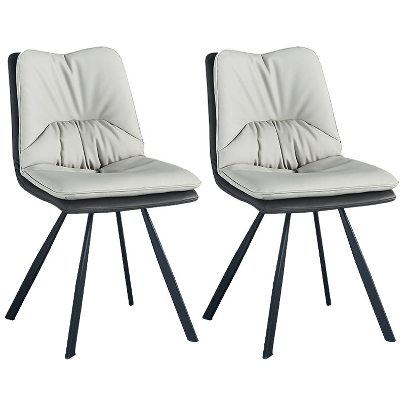 Metal Industrial Armless Chair Solid Back Dining Kitchen Room Chair Beige 2 Piece Set Clearhalo 'Dining Chairs' 'Dining Tables & Seating' 'dining_chair' 'furn' 'furn_dining_chair' 'Furniture' 'Kitchen & Dining Furniture' 5098319