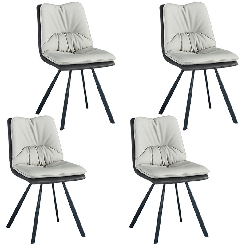 Metal Industrial Armless Chair Solid Back Dining Kitchen Room Chair Beige 4 Piece Set Clearhalo 'Dining Chairs' 'Dining Tables & Seating' 'dining_chair' 'furn' 'furn_dining_chair' 'Furniture' 'Kitchen & Dining Furniture' 5098320