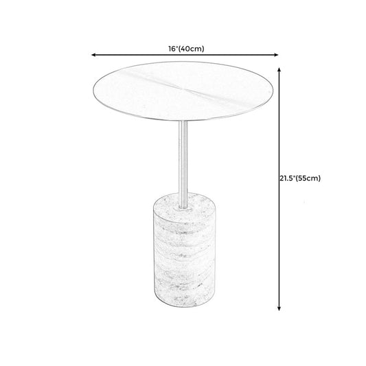 Stone Pedestal End Table Metal Round Side End Table for Living Room