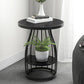 Modern Round Stone Side Table 24.8" H Frame Side Table with Shelf Black Black Gold Clearhalo 'Coffee & Accent Tables' 'End & Side Tables' 'end_side_tables' 'furn' 'furn_end_side_tables' 'Furniture' 'Living Room Furniture' 5098692
