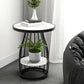 Modern Round Stone Side Table 24.8" H Frame Side Table with Shelf 23.6"L x 23.6"W x 24.8"H Black White Gold Clearhalo 'Coffee & Accent Tables' 'End & Side Tables' 'end_side_tables' 'furn' 'furn_end_side_tables' 'Furniture' 'Living Room Furniture' 5098695