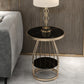 Modern Round Stone Side Table 24.8" H Frame Side Table with Shelf Gold Black Gold Clearhalo 'Coffee & Accent Tables' 'End & Side Tables' 'end_side_tables' 'furn' 'furn_end_side_tables' 'Furniture' 'Living Room Furniture' 5098699