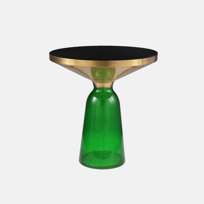13.7"/20.8" Tall Modern Glass Pedestal Round Table Top Coffee Table 20"L x 20"W x 21"H Green Clearhalo 'Coffee & Accent Tables' 'Coffee Tables' 'coffee_tables' 'furn' 'furn_coffee_tables' 'Furniture' 'Living Room Furniture' 5098703