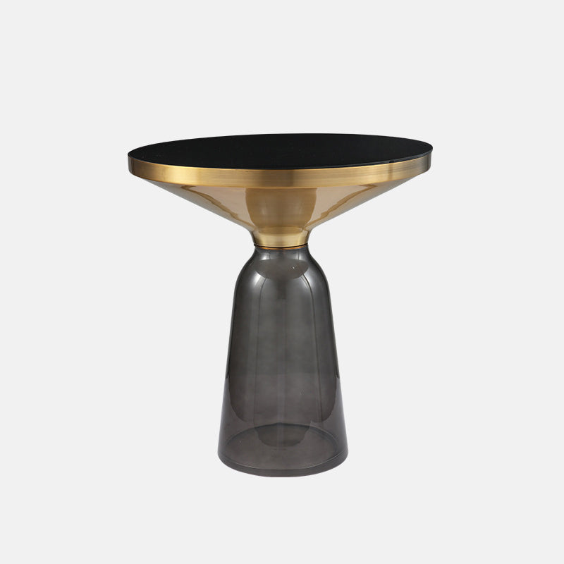 13.7"/20.8" Tall Modern Glass Pedestal Round Table Top Coffee Table 20"L x 20"W x 21"H Grey Clearhalo 'Coffee & Accent Tables' 'Coffee Tables' 'coffee_tables' 'furn' 'furn_coffee_tables' 'Furniture' 'Living Room Furniture' 5098704