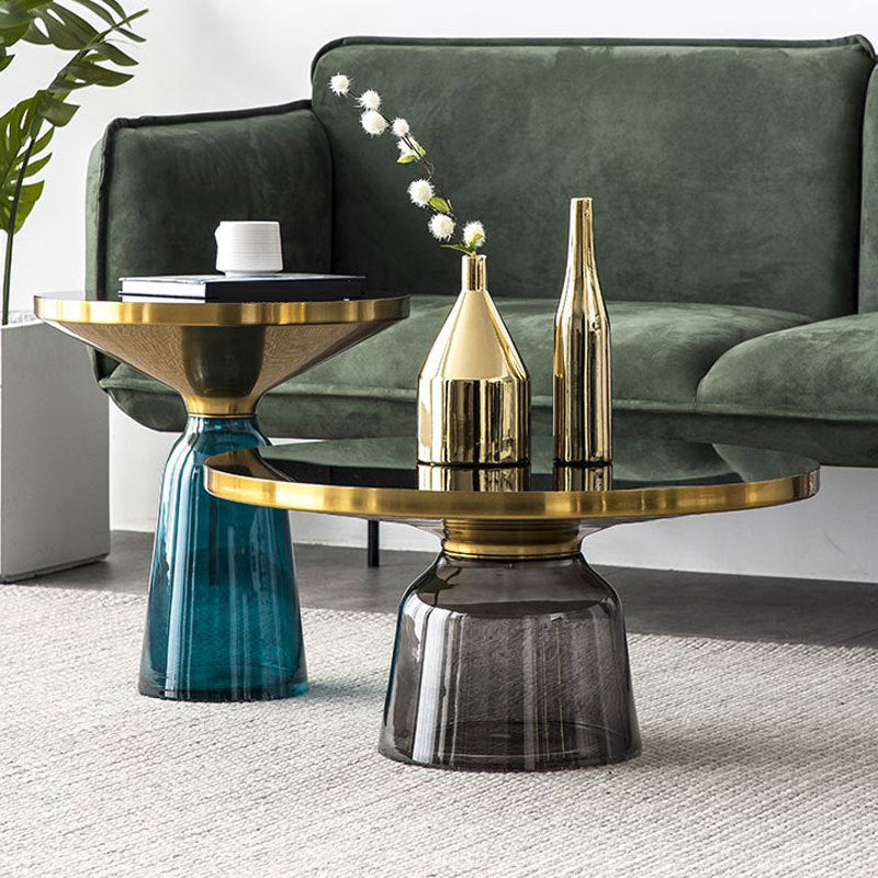 13.7"/20.8" Tall Modern Glass Pedestal Round Table Top Coffee Table Clearhalo 'Coffee & Accent Tables' 'Coffee Tables' 'coffee_tables' 'furn' 'furn_coffee_tables' 'Furniture' 'Living Room Furniture' 5098705