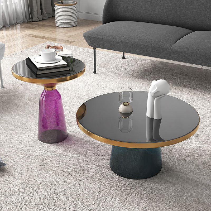 13.7"/20.8" Tall Modern Glass Pedestal Round Table Top Coffee Table Clearhalo 'Coffee & Accent Tables' 'Coffee Tables' 'coffee_tables' 'furn' 'furn_coffee_tables' 'Furniture' 'Living Room Furniture' 5098707