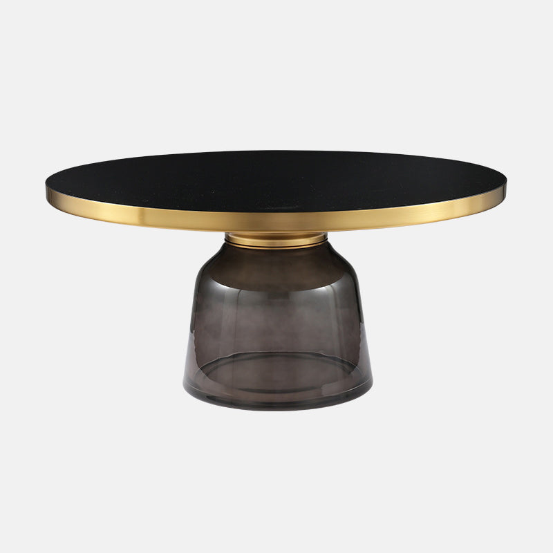 13.7"/20.8" Tall Modern Glass Pedestal Round Table Top Coffee Table 30"L x 30"W x 14"H Grey Clearhalo 'Coffee & Accent Tables' 'Coffee Tables' 'coffee_tables' 'furn' 'furn_coffee_tables' 'Furniture' 'Living Room Furniture' 5098712