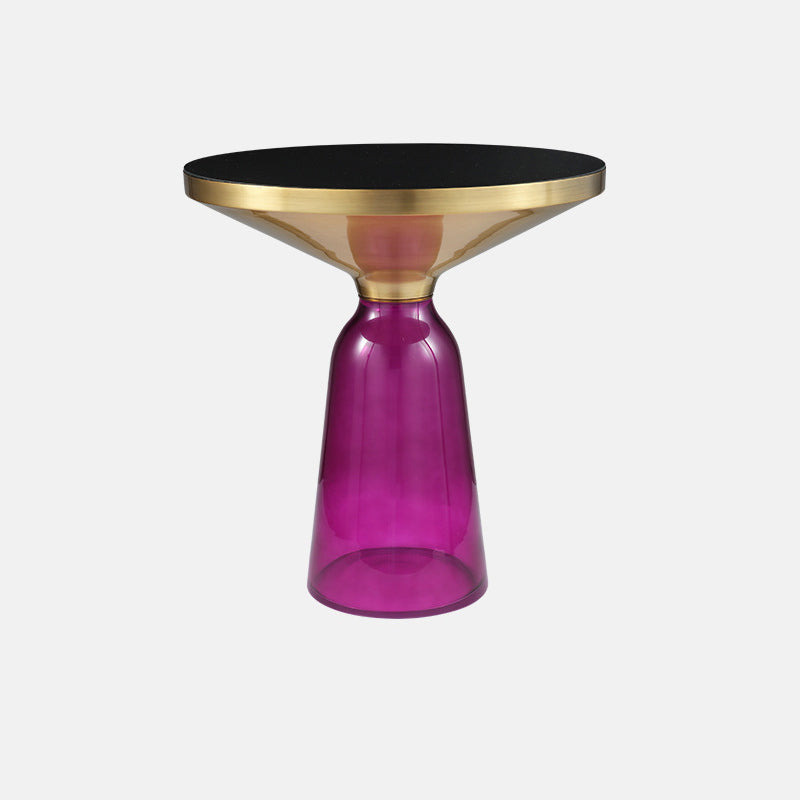 13.7"/20.8" Tall Modern Glass Pedestal Round Table Top Coffee Table 20"L x 20"W x 21"H Purple Clearhalo 'Coffee & Accent Tables' 'Coffee Tables' 'coffee_tables' 'furn' 'furn_coffee_tables' 'Furniture' 'Living Room Furniture' 5098714