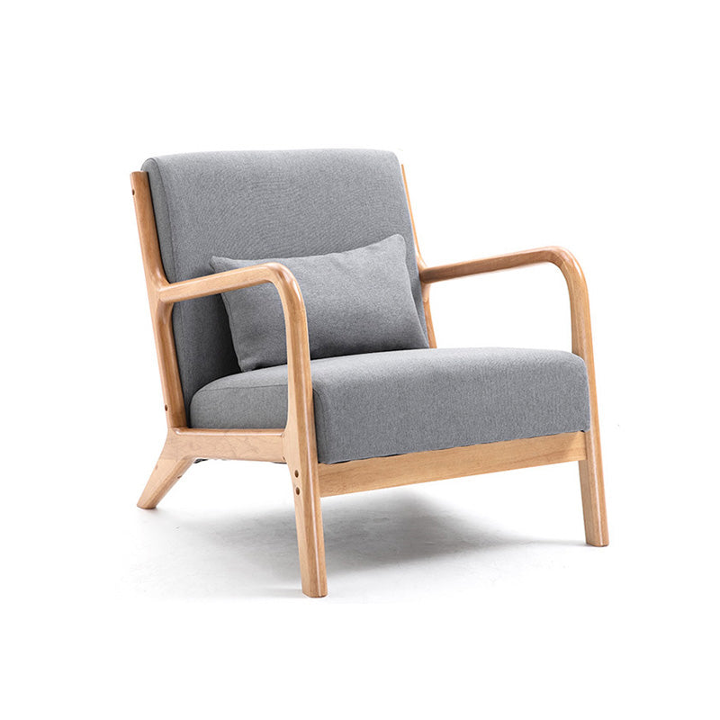 31"L x 29.5"W x 14"H Arm Chair Solid Wood Upholstered Accent Chair in Gray/ Blue/ Beige Cotton Blend Gray Without Ottoman Clearhalo 'Accent Chairs' 'accent_chairs' 'Chairs & Seating' 'furn' 'furn_accent_chairs' 'Furniture' 'Living Room Furniture' 5098727